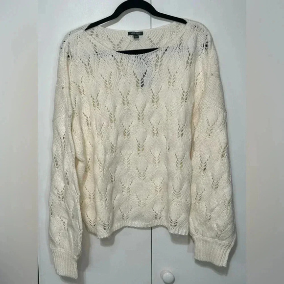 Wild Fable Women’s Boat Neck Pointelle Knit Pullover Sweater Ivory Size 2X NWT - Picture 1 of 9